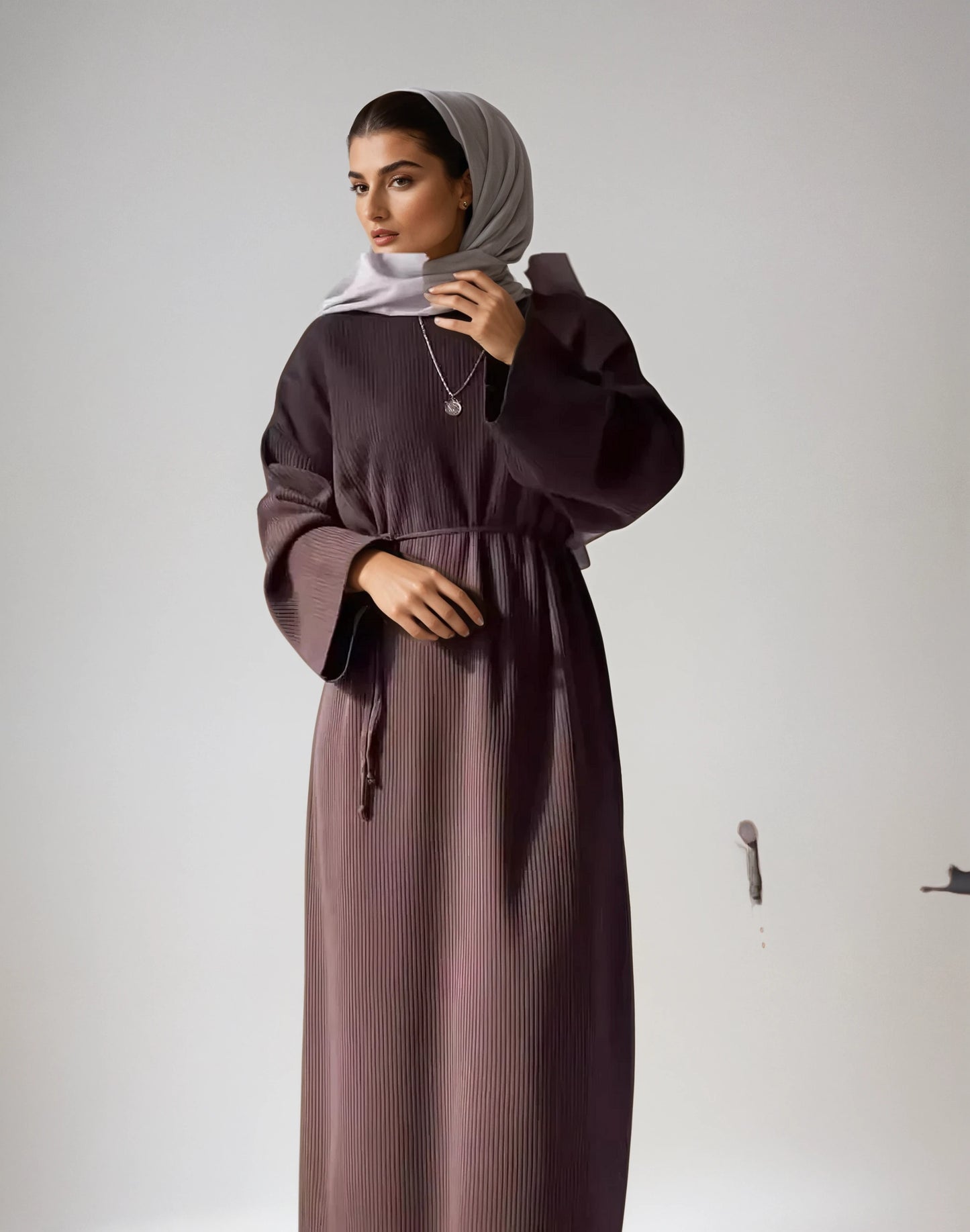 Casual Knit Dress with Lace-Up Front and Long Sleeves