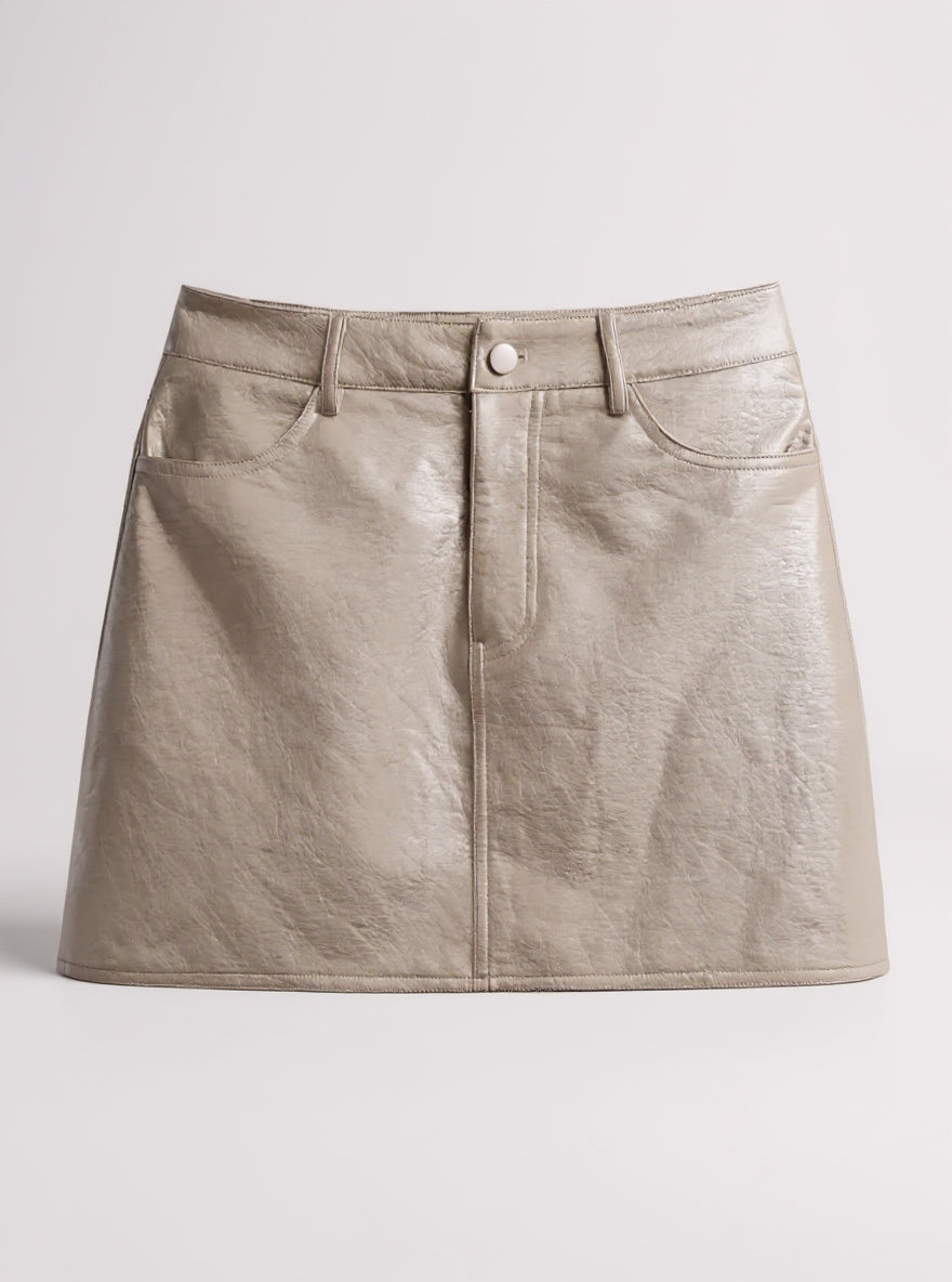 Faux Leather Mini Skirt, view 3