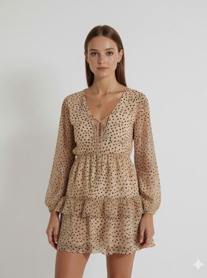 Leopard Print Chiffon Dress, view 3