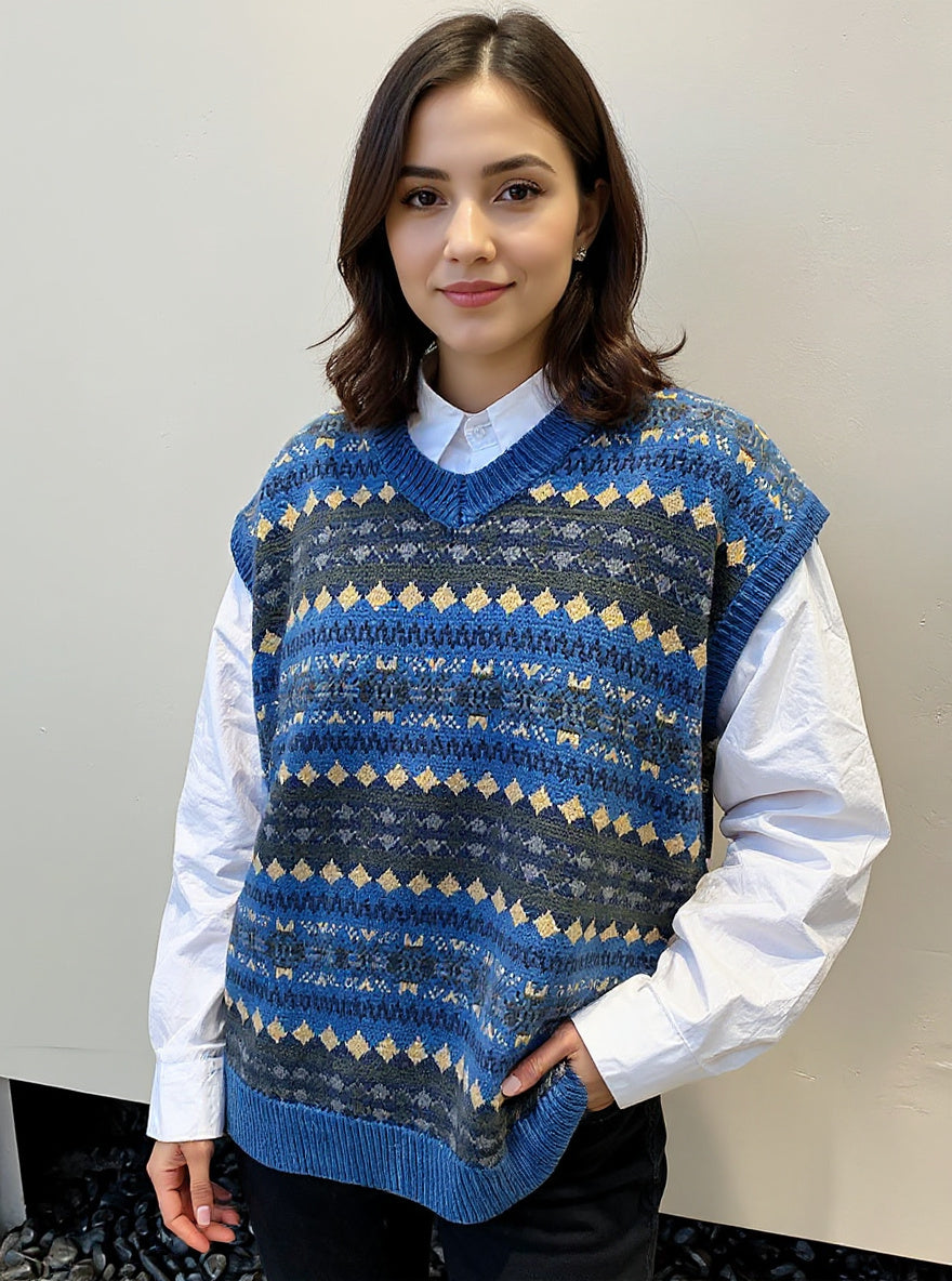 Fair Isle Knit Sweater Vest, view 2