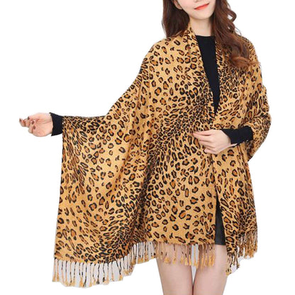 Animal Print Fringed Wrap, view 2