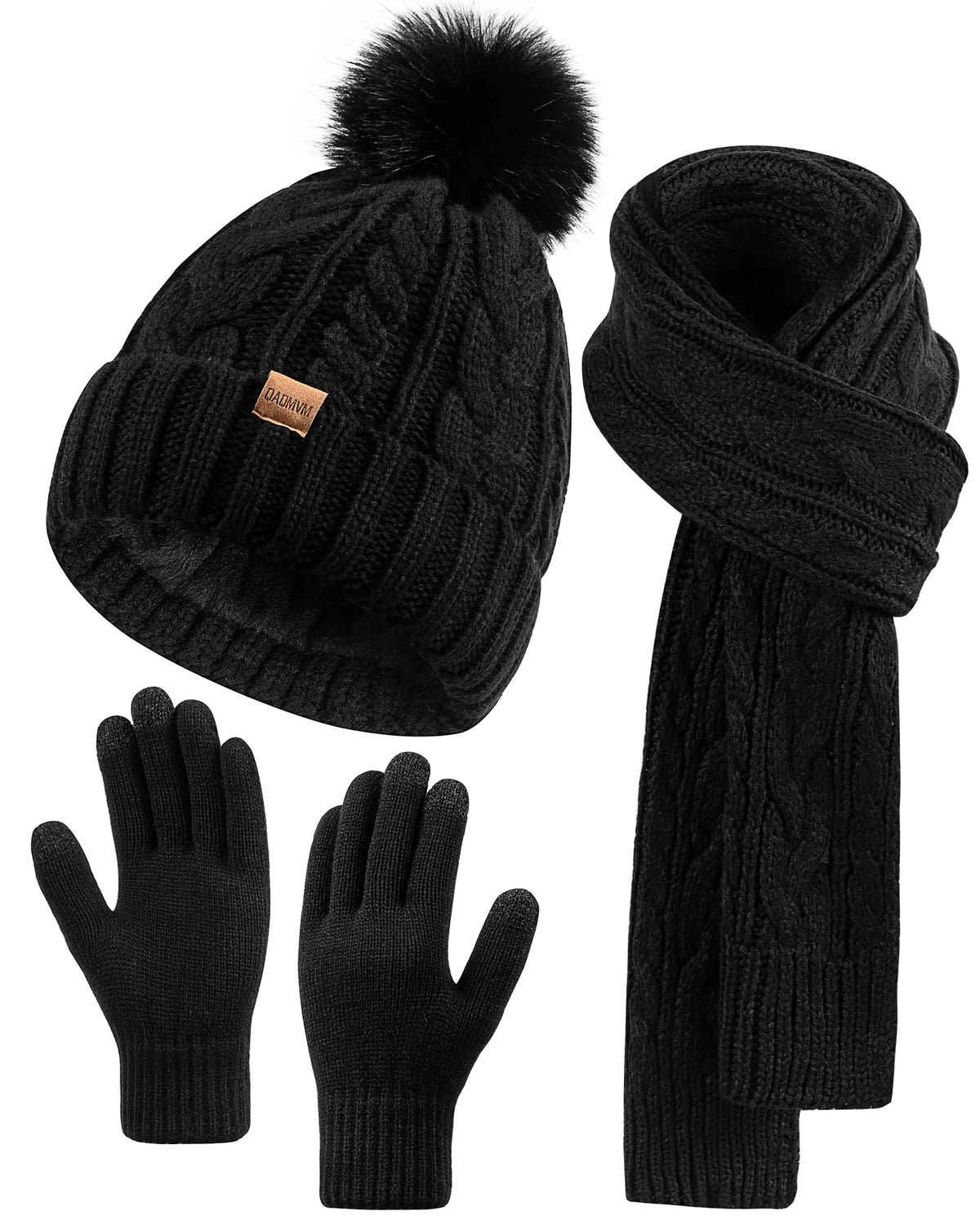 Pom-Pom Beanie, Scarf & Glove Set, view 3