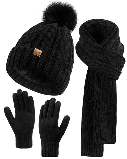 Pom-Pom Beanie, Scarf & Glove Set, view 3