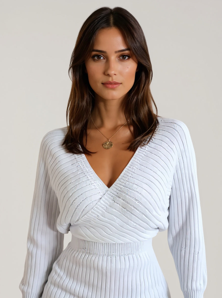 Cross V-Neck Sheath Dress