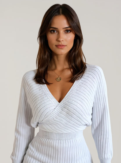 Cross V-Neck Sheath Dress