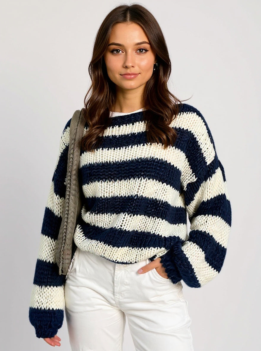 Relaxed Long-Sleeve Knit Sweater, view 2