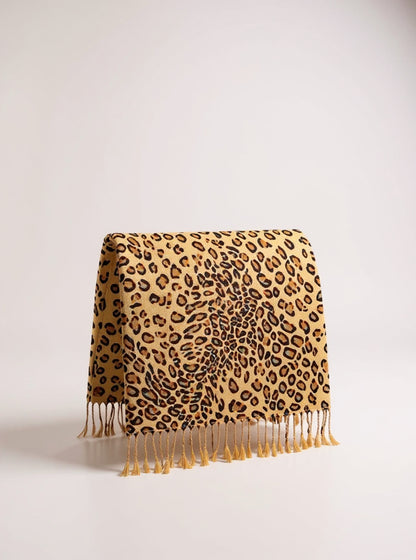 Animal Print Fringed Wrap