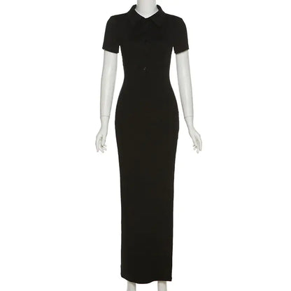 Elegant Knit Maxi Dress with Short Sleeves and Soft Sweater Fabric