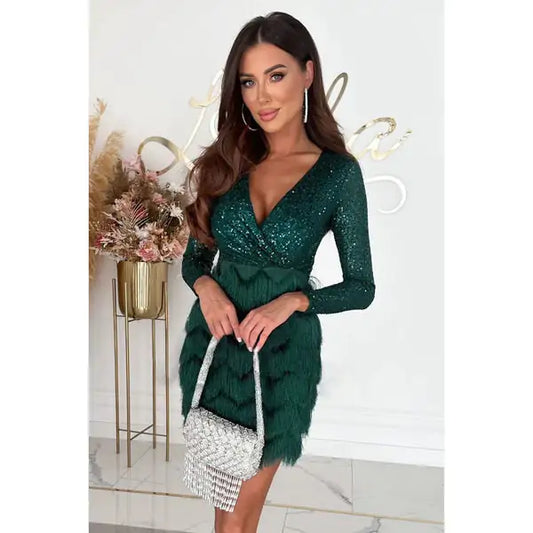 Glamorous Multicolor Sequin Party Dress with Flattering Silhouette for Autumn/Winter