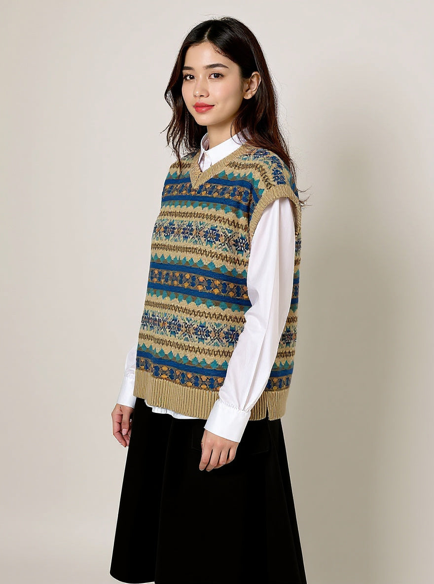 Fair Isle Knit Sweater Vest, view 3