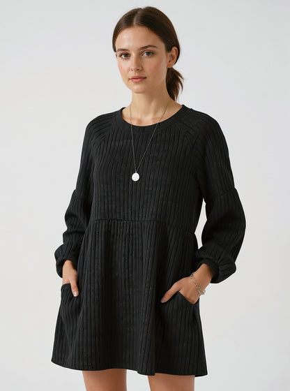Cotton Knit A-Line Dress, view 3