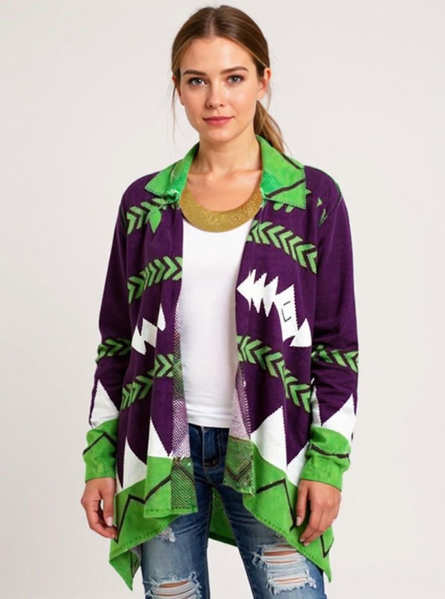 Geometric Knit Longline Cardigan, view 4