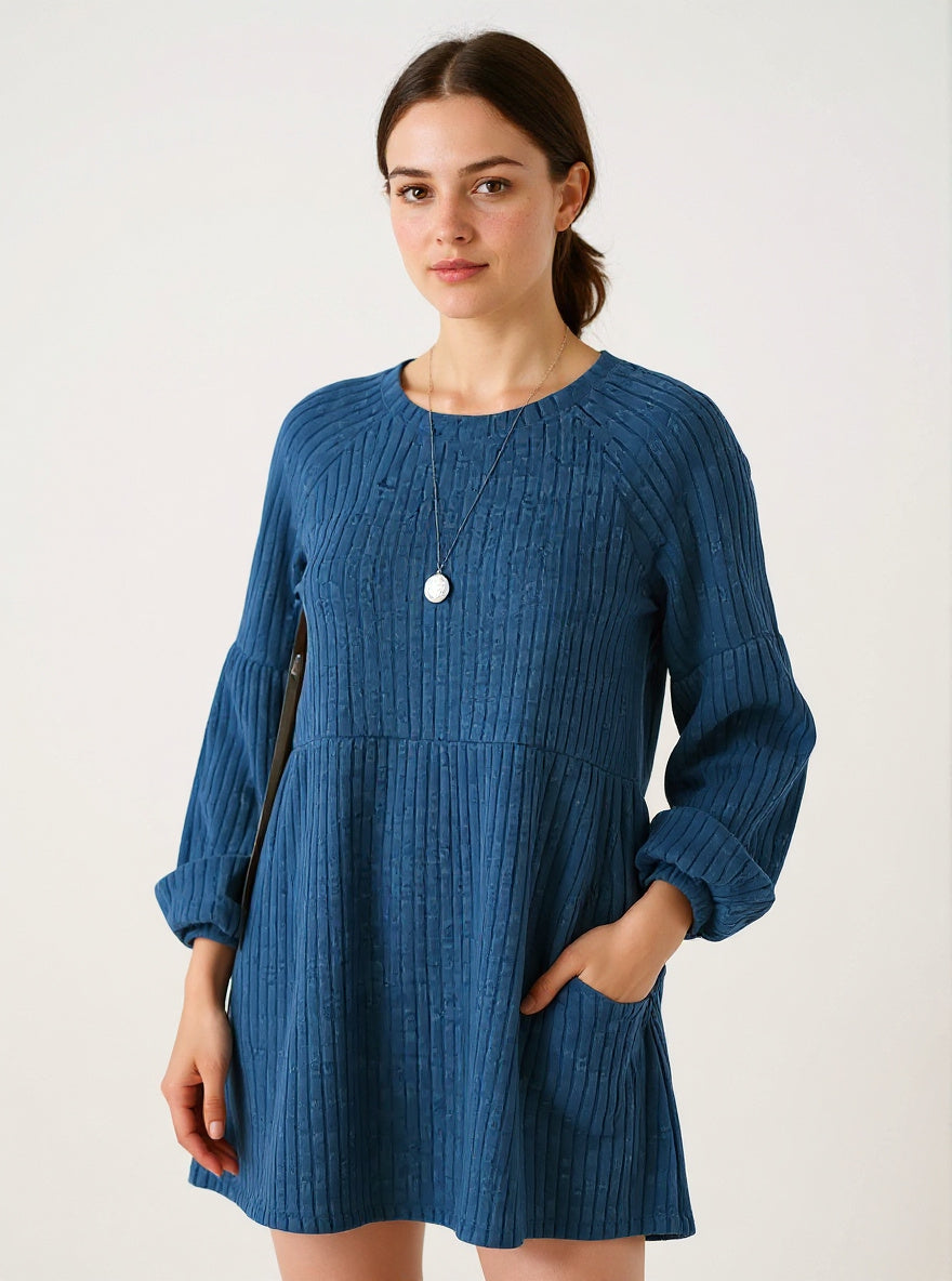 Cotton Knit A-Line Dress