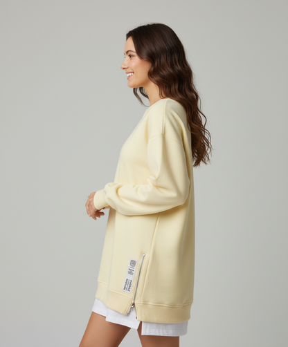 Plush Winter Sweatshirt Dress with Long Sleeves and Relaxed Fit