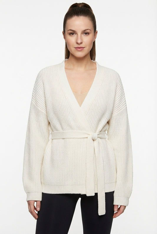 Cozy Belted Knit Cardigan with Soft Fabric and Versatile Design