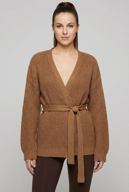 Cozy Belted Knit Cardigan with Soft Fabric and Versatile Design