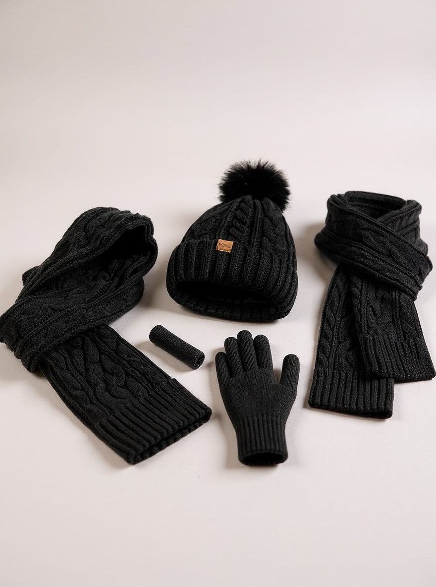 Pom-Pom Beanie, Scarf & Glove Set, view 2