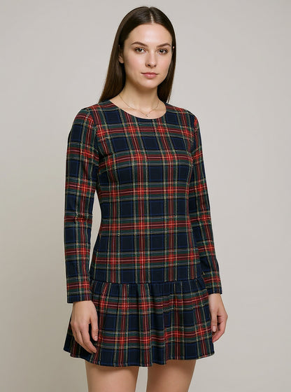 Red Plaid Ruffle Dress, view 2