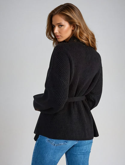 Cozy Belted Knit Cardigan with Soft Fabric and Versatile Design