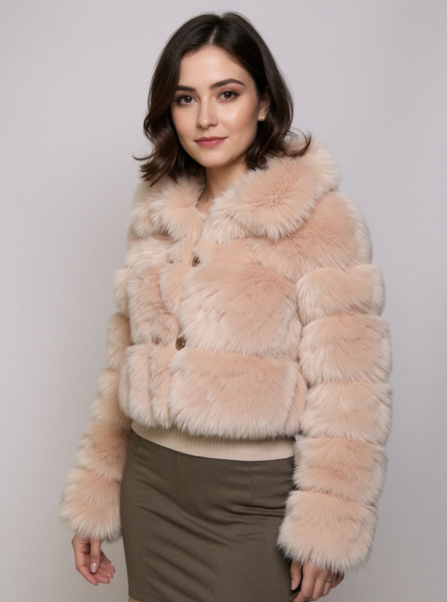 Hooded Faux Fur Jacket, view 2