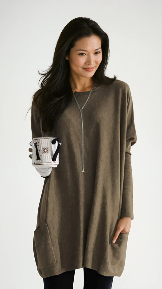 Casual Lightweight, Long Sleeve Tunic with Pockets for Fall & Winter