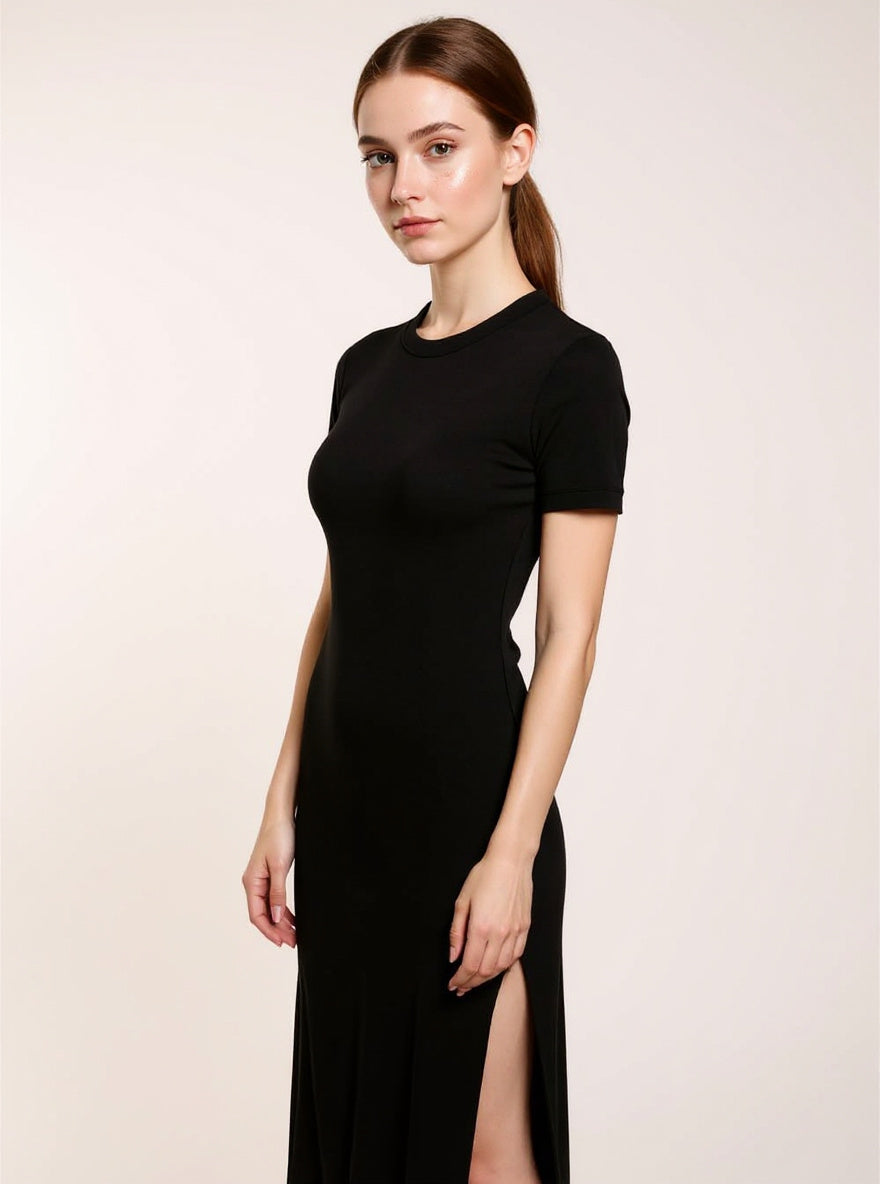 Short-Sleeve Knit Maxi Dress, view 4