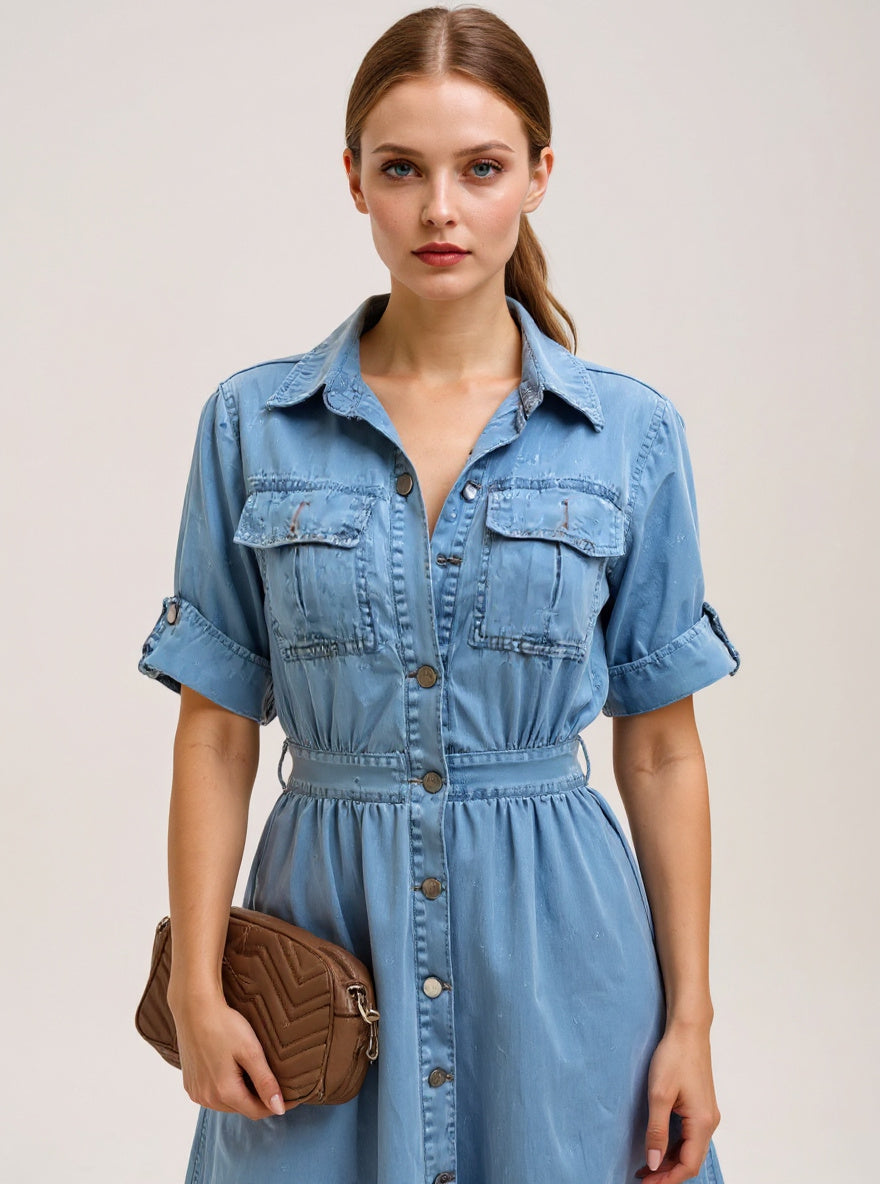 Short-Sleeve Denim Shirt