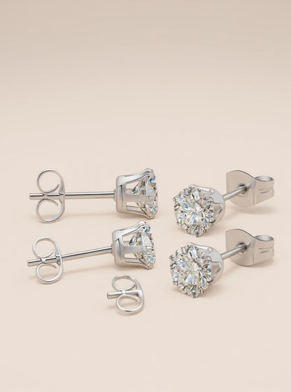 Cubic Zirconia Stud Earrings, Set of Five, view 3