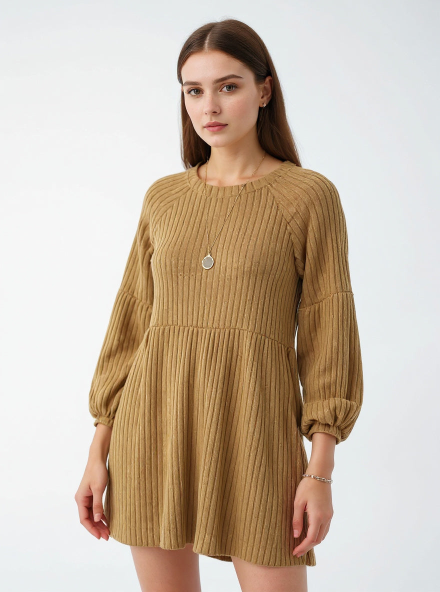 Cotton Knit A-Line Dress, view 4