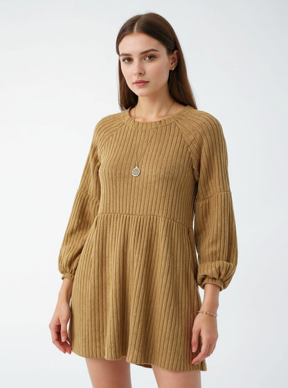 Cotton Knit A-Line Dress, view 4