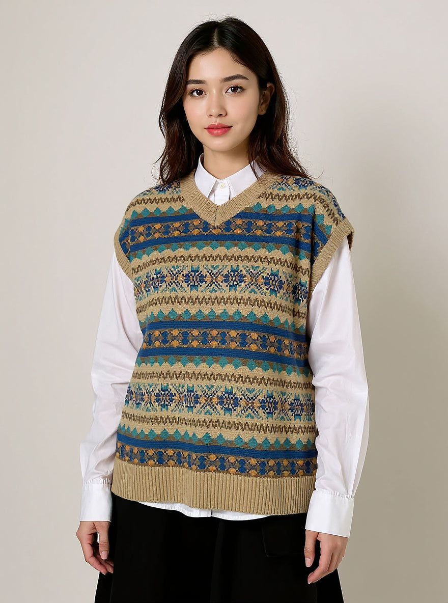 Fair Isle Knit Sweater Vest