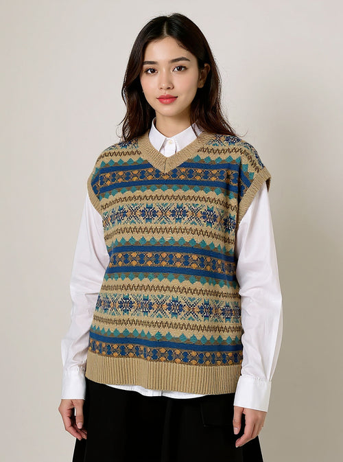 Fair Isle Knit Sweater Vest