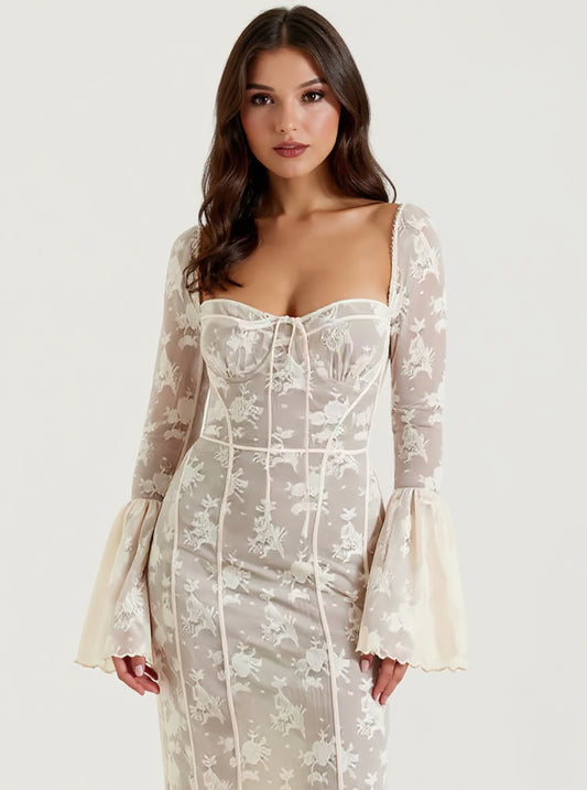 Lace Corset Midi Dress