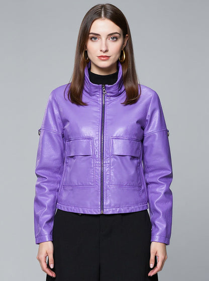 Faux Leather Bomber Jacket
