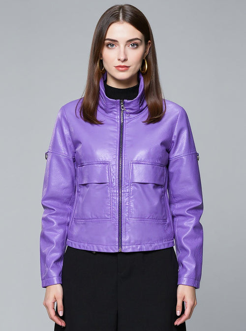 Faux Leather Bomber Jacket