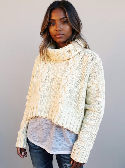 Chunky Knit Turtleneck Sweater, view 2