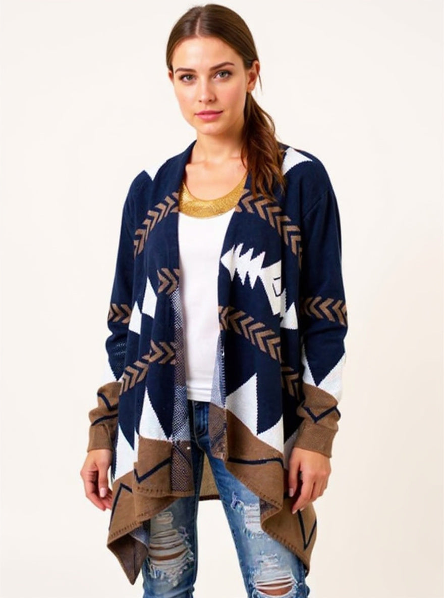 Geometric Knit Longline Cardigan
