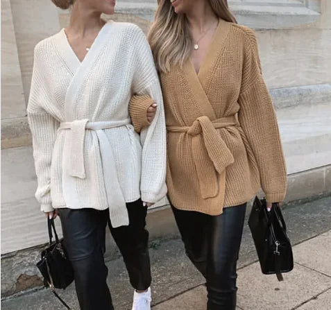 Cozy Belted Knit Cardigan with Soft Fabric and Versatile Design
