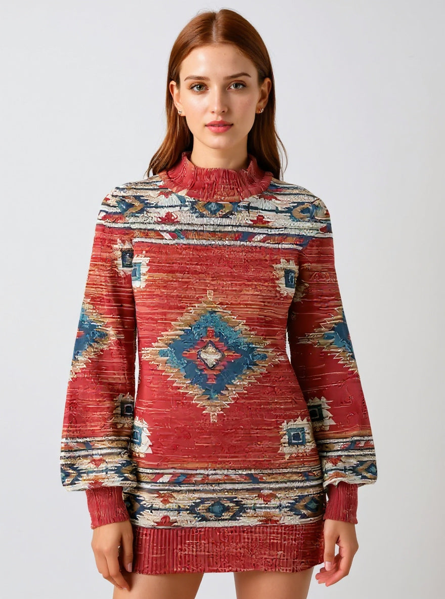 Bohemian Print Mini Dress