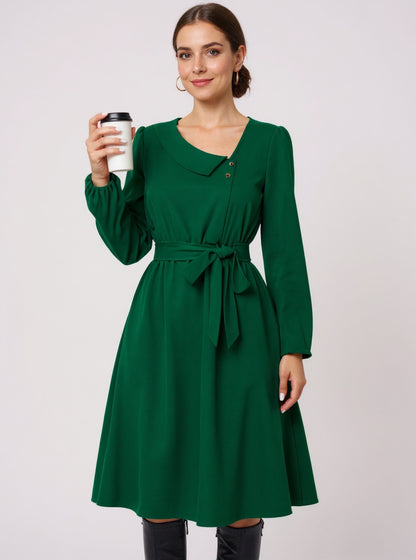 Button-Front Collared Midi Dress, view 2