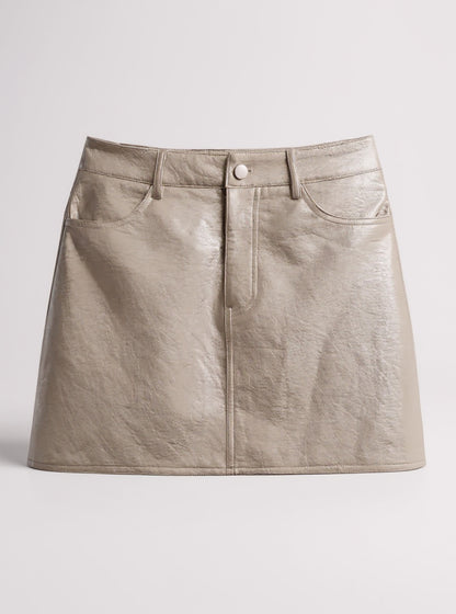 Faux Leather Mini Skirt, view 3