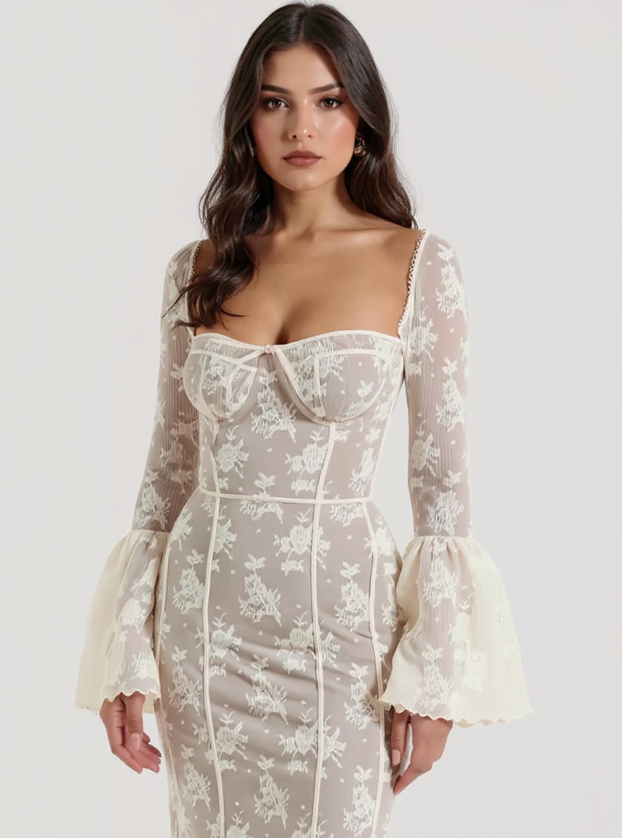 Lace Corset Midi Dress, view 2