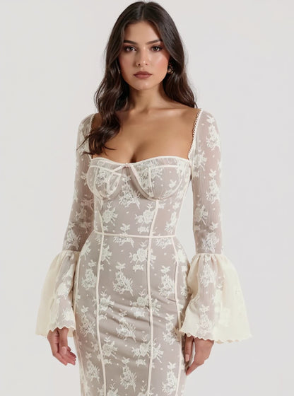 Lace Corset Midi Dress, view 2