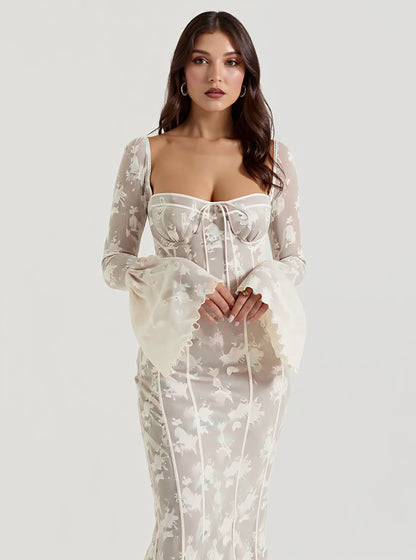 Lace Corset Midi Dress, view 4