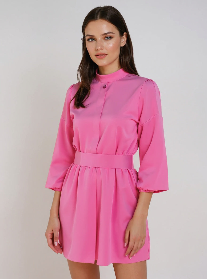 Belted Turtleneck Sweater Dress