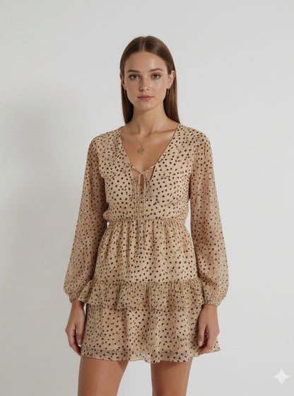 Leopard Print Chiffon Dress, view 3