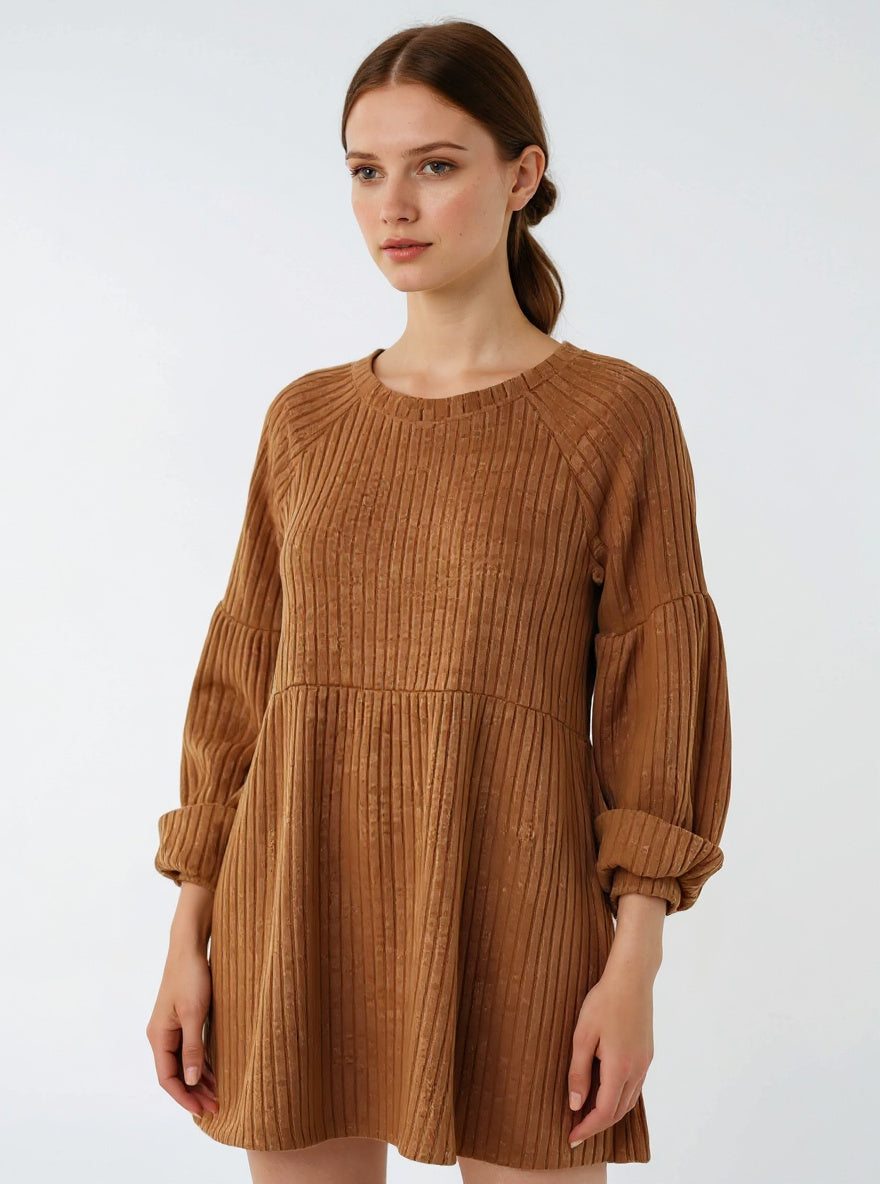 Cotton Knit A-Line Dress, view 2