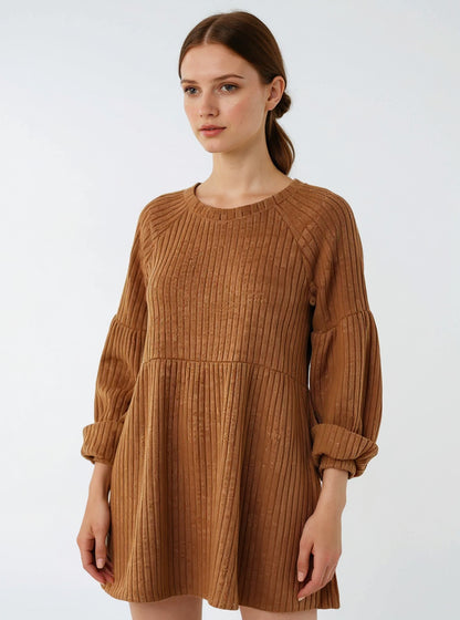 Cotton Knit A-Line Dress, view 2