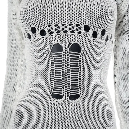 Boho Crochet Knit Jumpsuit with Distressed Details and Relaxed Fit