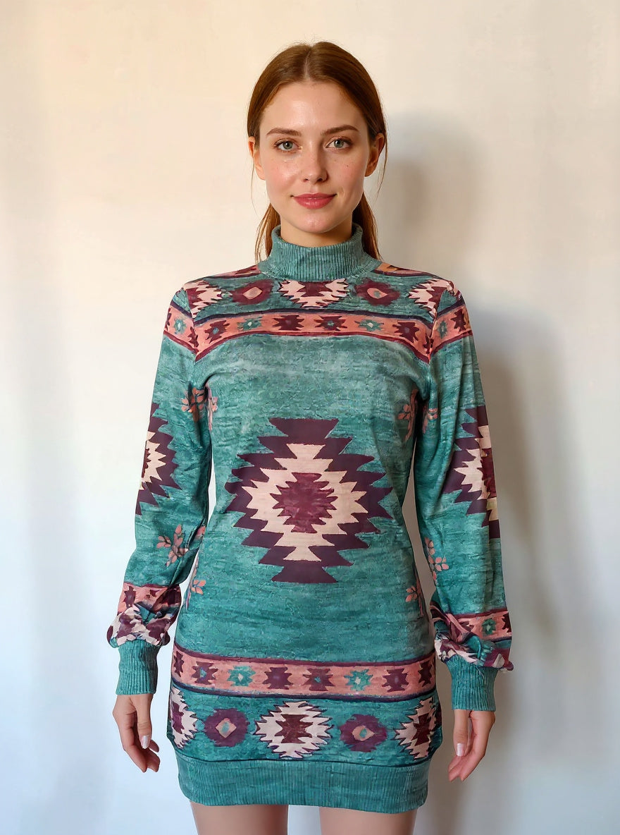 Bohemian Print Mini Dress, view 3